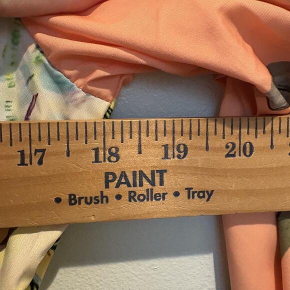 Tropical Print Maxi Dress Women Small Green Pink Long Sleeve Sash Toucan Mermaid - Picture 6 of 9